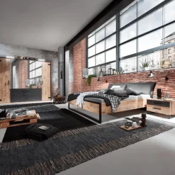 Schuifdeurkasten|Ygo Kleerkast KICK Plankeneiche/Raw Steel B300