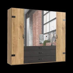 Draaideurkasten|Ygo Kleerkast KICK Plankeneiche/Raw Steel B250