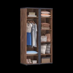 Jeugdkamerkasten|Kleerkasten|Ygo Kleerkast MATHIS Acacia/Black Concrete B108