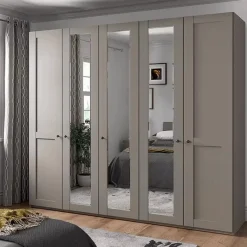 Draaideurkasten|Ygo Kleerkast NAVAN B250 3xSpiegel Kiezelgrijs