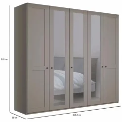 Draaideurkasten|Ygo Kleerkast NAVAN B250 3xSpiegel Kiezelgrijs