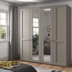 Draaideurkasten|Ygo Kleerkast NAVAN B200 2xSpiegel Kiezelgrijs