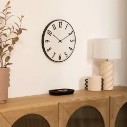 Woondecoratie|Ygo Klok ELROI Ø35 Reliëf Wit/Zwart