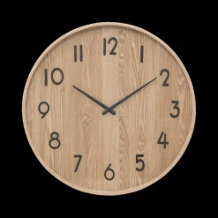 Woondecoratie|Ygo Klok IRKIS Rond Ø55 Houtlook Naturel