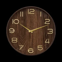 Woondecoratie|Ygo Klok IRKIS Rond Ø55 Houtlook Bruin