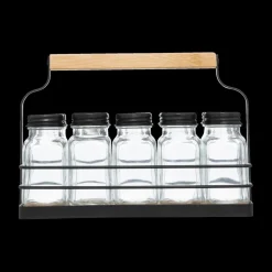 Keukenaccessoires|Kookaccessoires|Ygo Kruidenrek BLACKWOOD 10Potjes Metaal/Hout