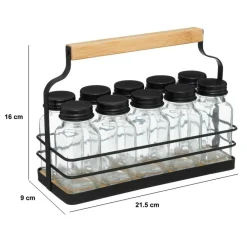 Keukenaccessoires|Kookaccessoires|Ygo Kruidenrek BLACKWOOD 10Potjes Metaal/Hout