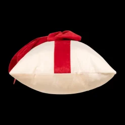 Kerst|Ygo Kussen GIFTY Beige met Strik Rood
