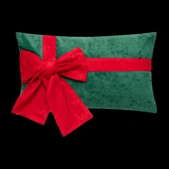 Kerst|Ygo Kussen GIFTY Groen met Strik Rood
