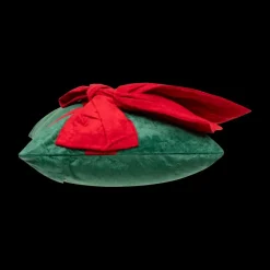 Kerst|Ygo Kussen GIFTY Groen met Strik Rood