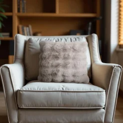 Sierkussens & Plaids|Ygo Kussen RABBIT Fake Fur Taupe