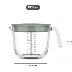 Keukenaccessoires|Kookaccessoires|Ygo Maatbeker CHEF IT Glas 1L m/Deksel Chalk