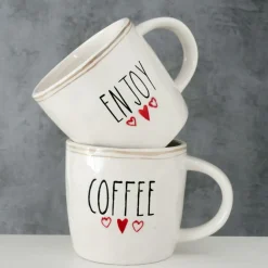 Servies|Ygo Mok ENJOY/COFFEE Wit/Zwart Ass.