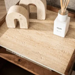 Nachttafels|Ygo Nachttafel FIDEL Hangend Mango/Travertin