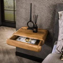 Nachttafels|Ygo Nachttafel FRANKIE 1L B45 Hangend Massief Mango