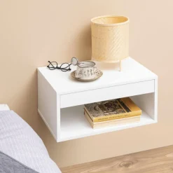 Nachttafels|Ygo Nachttafel Hangend LOIRE Wit