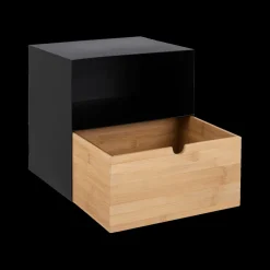 Nachttafels|Ygo Nachttafel Hangend MAYRA Zwart metaal/bamboe