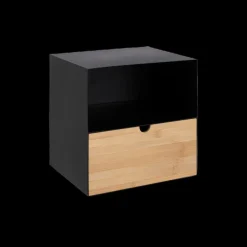 Nachttafels|Ygo Nachttafel Hangend MAYRA Zwart metaal/bamboe