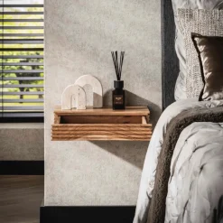 Nachttafels|Ygo Nachttafel HIRO Hangend Massief Acacia