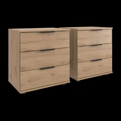 Nachttafels|Ygo Nachttafel S/2 BJORNE BLACK Decor Artisan Eik B52