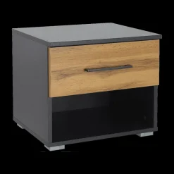 Nachttafels|Ygo Nachttafel Set van 2 SZAFKA Eik Metaalgrijs
