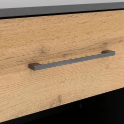 Nachttafels|Ygo Nachttafel Set van 2 SZAFKA Eik Metaalgrijs