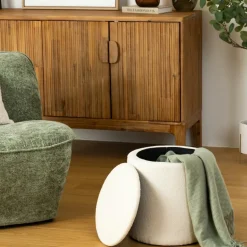 Opbergboxen|Decoratieve Opbergers|Ygo Opbergpouf BOUILLON Rond Beige