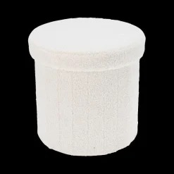 Opbergboxen|Decoratieve Opbergers|Ygo Opbergpouf BUOLI Rond Teddy Wit