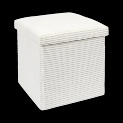 Opbergboxen|Decoratieve Opbergers|Ygo Opbergpouf COLLETE Vk Rib Wit