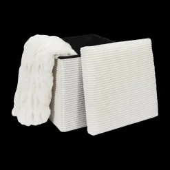 Opbergboxen|Decoratieve Opbergers|Ygo Opbergpouf COLLETE Vk Rib Wit