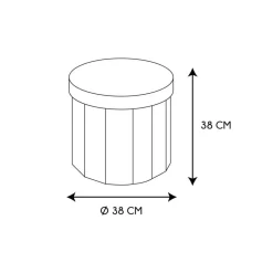 Opbergboxen|Decoratieve Opbergers|Ygo Opbergpouf DOAKA Rond Lichtgrijs