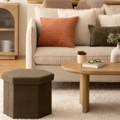 Opbergboxen|Decoratieve Opbergers|Ygo Opbergpouf HEXIO kaki