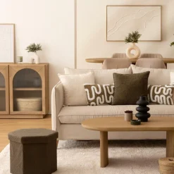 Opbergboxen|Decoratieve Opbergers|Ygo Opbergpouf HEXIO kaki