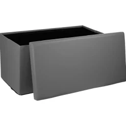 Opbergboxen|Decoratieve Opbergers|Ygo Opbergpouf ORISA RH PVC Grijs