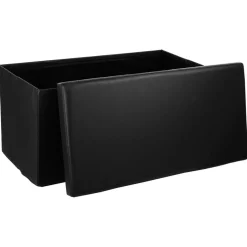 Opbergboxen|Decoratieve Opbergers|Ygo Opbergpouf ORISA RH PVC Zwart