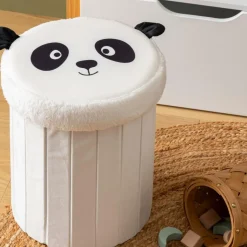 Decoratieve Accessoires|Tapijten |Ygo Opbergpouf PANDAI Panda Poly Wit/zwart