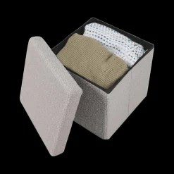 Opbergboxen|Decoratieve Opbergers|Ygo Opbergpouf TELLIA Teddy Grijs