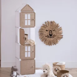 Slaapkamer|Accessoires|Ygo Opbergrek CASTLE 4Del. Met/Poly Wit/Beige