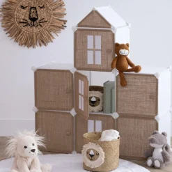 Slaapkamer|Accessoires|Ygo Opbergrek CASTLE 7Del. Met/Poly Wit/Beige