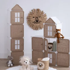 Slaapkamer|Accessoires|Ygo Opbergrek CASTLE 7Del. Met/Poly Wit/Beige