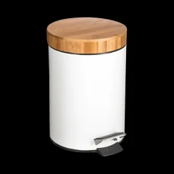 Vuilbakken|Ygo Pedaalemmer SINDRE 3L Wit/Bamboe