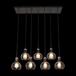 Hanglampen|Ygo Pendel RAGA 7Del. Lang Zwart/Koper