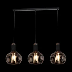 Hanglampen|Ygo Pendel RAGA 3Del. Lang Zwart/Koper