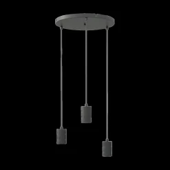 Hanglampen|Ygo Pendel RETRO Rond 3D. Plafondplaat Zwart