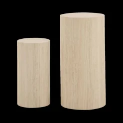 Salontafels & Bijzettafels|Ygo Piedestals LIVA S/2 Rond Travertijnlook