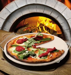 Kookaccessoires|Bakaccessoires|Ygo Pizzabaksteen PIZZAL Rond M/Handvat Wit