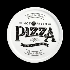 Servies|Kookaccessoires|Ygo Pizzabord PIZZA Porselein Wit/Zwart