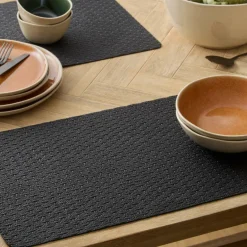 Tafellinnen & -Textiel|Ygo Placemat ELLI Rechthoek PU Zwart