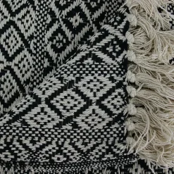 Sierkussens & Plaids|Ygo Plaid FRANGE Kat. Ecru/Zwart