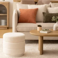 Poufen & Voetenbanken|Ygo Poef ZINIAN Rond Boulé Wit